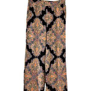 🧡 Vibrant Paisley Wide Leg Pants – Size M